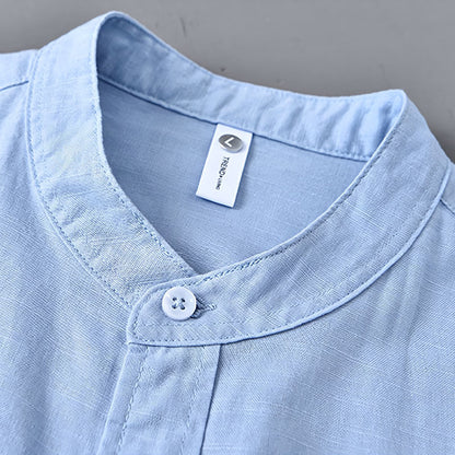 Hinata Mandarin Collar Linen Shirt
